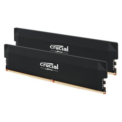 Crucial Pro RAM DDR5 64Go Kit (2x32Go) 6000MHz CL40, Mémoire Overclocking Gaming, Intel XMP 3.0 / AMD Expo, (PC) Mémoire RAM 64Go DDR5, Noir - CP2K32G60C40U5B