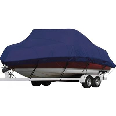 Seamander Copertura per barca rimorchiabile, adatta a tutte le barche da pesca e sci I/O o O/B, bassi larghi e barche da sci da torneo 40,6-47,6 cm LX 238,8 cm, larghezza del fascio blu navy