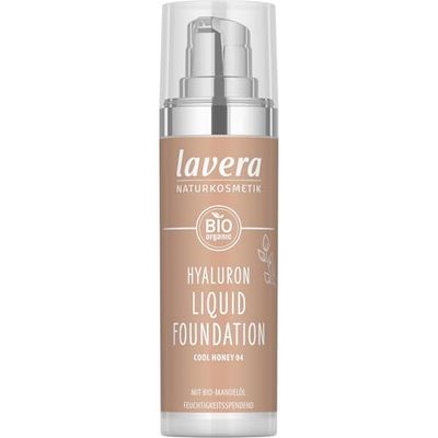 lavera Hyaluron Liquid Foundation - Cool Honey 04 - hyaluronic acid and almond oil - intense moisture - natural complexion - lightweight texture - mineral oil-free - vegan - organic (1 x 30ml)