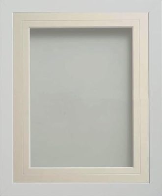 Frame Company Allington White Photo Frame with Ivory V-Groove Mount, 20x16 for A3, fitted with perspex