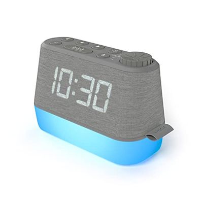 Wekkerradio met Nachtlampje USB-oplader en Ontspanningsgeluiden, Alarm Clock Wekker Digitaal met Dubbel alarm, Dimbaar LED-display