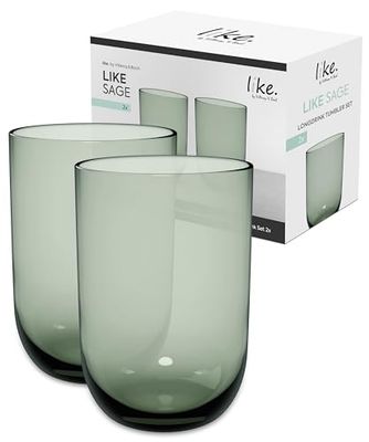 like. by Villeroy & Boch – Like Sage Long Drink Glass Set 2 pces, Coloured Glass Green, Capacity 385 ml