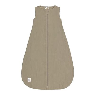 LÄSSIG Babyzomerslaapzak zonder mouwen, Muslin katoen, GOTS-gecertificeerd, uniseks, Muslin Sleeping Bag olijf, maat 86/92 13-18 maanden