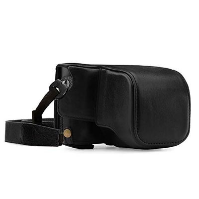 MegaGear Leica Q-P, Q (Typ 116) Ever Ready Custodia in Vera pelle per Fotocamera con Tracolla - Nero