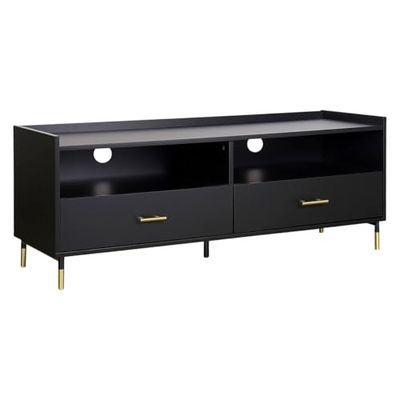 TV-meubel Tedy - 2 deuren - hout en metaal - zwart - zwart - Atmosphera créateur d'intérieur