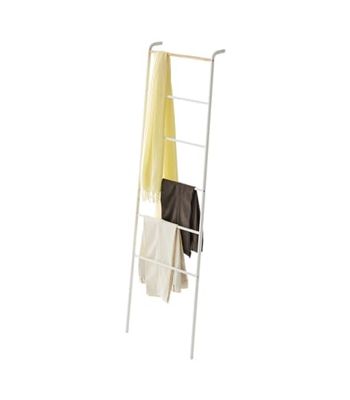 Yamazaki 2812 Tower Leaning Ladder Hanger, White, Steel/Wood, 45 x 24 x 160 cm
