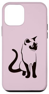 Carcasa para iPhone 12 mini Arte minimalista de contorno negro tradicional de gato tailandés