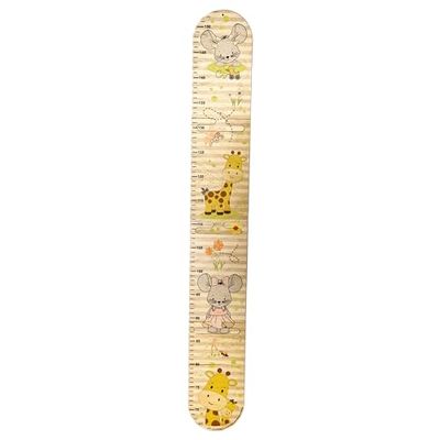 Hess Holzspielzeug 14634 - Mètre en bois pour enfants, souris Ella & girafe Emil, décoration faite main pour la chambre de bébé & jeune enfant, pliable, taille 70 à 150 cm