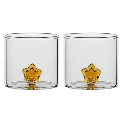 THUN - Set van 2 borrelglazen met ster - glas - collectie Bonboniere - Ø 6 cm - 6,2 cm hoogte