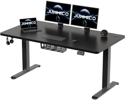 JUMMICO In hoogte verstelbaar bureau 140 x 60 cm, staand bureau (71-119 cm), in hoogte verstelbaar, elektrisch met 2-geheugenbesturing en anti-botsingsfunctie (zwart)