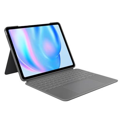 Logitech Combo Touch iPad Air 13-inch (M2 en M3) (2024 en 2025) Toetsenbordcase - Afneembaar verlicht toetsenbord met standaard, comfortabel typen, multifunctioneel gebruik, QWERTY UK Layout - Grijs