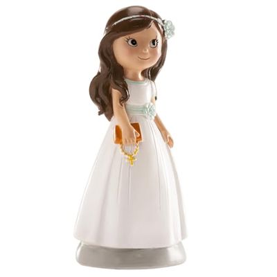 dekora - Figurka Dekoracyjna na Pierwszą Komunię - Dziewczynka z Katechizmem - Wykonana z Żywicy - Ozdoba na Torty - 13 cm Wysokości - Oryginalny i Szczegółowy Design - Bezpieczna dla Żywności