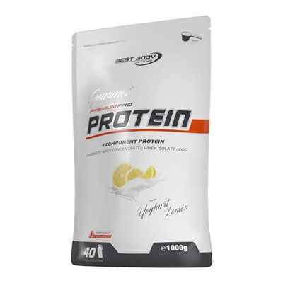 Best Body Nutrition Gourmet Premium Pro Protein, Yaourt de citron, Shake protéiné à 4 composants: Caséinate, concentré de whey, isolat de whey, protéine d'œuf, sachet zippé de 1 kg