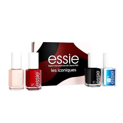 Essie - Cofanetto Les Iconiques - 3 smalti grandi formati più 1 smalto All-in-one base, rinforzante e top coat - Lunga tenuta e alta lucentezza - Colore intenso - 4 x 13,5 ml