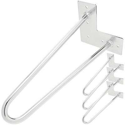 PrimeMatik IN055-VCES Piedi per Tavolo e Mobile Gambe in Cromo 2 Stecche 41 cm 4-Pack (IN055), Cromato