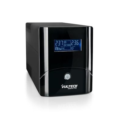 Vultech UPS1050VA-PRO Line Interactive UPS 560 watt LCD-display AVR 2 Schuko/Zipasso 1 utgång IEC13 RJ11 USB, 1050 VA | 560 watt