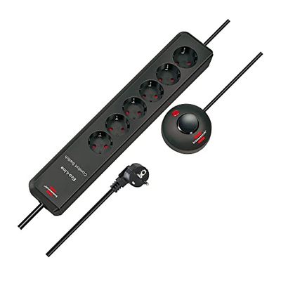 Brennenstuhl Eco-Line Comfort Switch Extensão de tomadas com 6 tomadas de energia (cabo de 2 m, interruptor de mão/pé) antracite