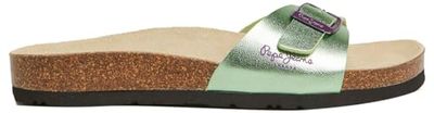 Pepe Jeans Oban Metal W Sandalias para Mujer, Verde (Elm Green), 3