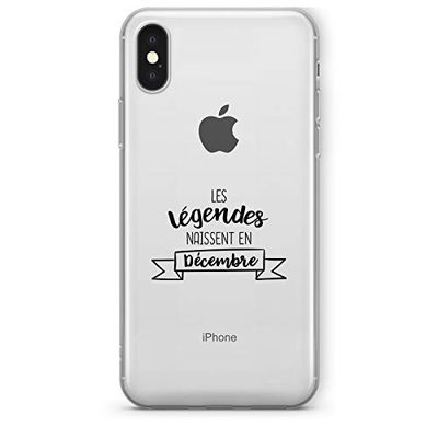 Zokko Beschermhoesje voor iPhone XS, motief: Les Legendes Nisses in december - zacht, transparant, zwarte inkt