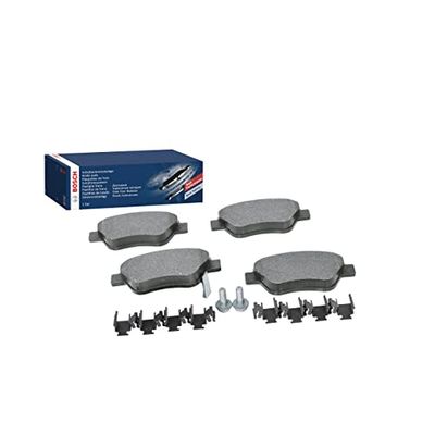 Bosch BP1002 - Brake Pads Car Front Axle - Bosch Quality - Reduced Noise and Dust - ECE-R90 Certified - Copper-Free - 1 Set of 4 Pads - With Accessories
