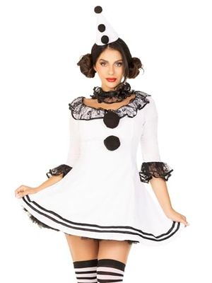Leg Avenue 8665805008 Pierrot Clown Medium White Black, S/M(UK 8-10)