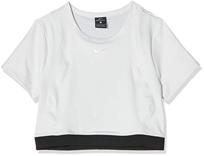 Nike W NP Aeroadpt SS Crop Top, Canottiera Sportiva Donna, Photon Dust/Black/Metallic Silver, M