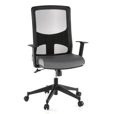 hjh OFFICE Lavita 653140 Bureaustoel, draaistoel, netstof, zwart/grijs, goede stevige bekleding, duurzame netrug, in hoogte verstelbare armleuningen, ergonomische bureaustoel