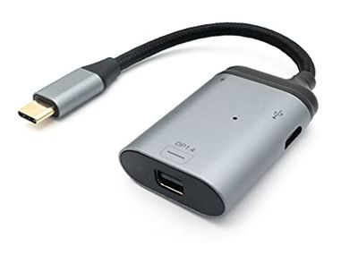 System-S Adaptateur 3 en 1 Mini DP 1.4 Femelle & 2 Ports USB 3.1 Type C Femelle vers Type C mâle Gris