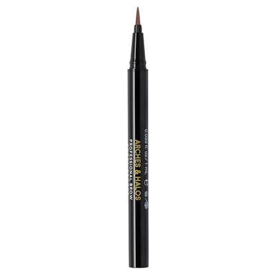 Arches & Halos Fine Bristle Tip Pen - Creamy, Buildable Formula for Shaping and Defining Eyebrows - Waterproof, Long Lasting, 24 Hour Color - Precise Bristled Applicator Tip - Dark Brown - 0.6 ml