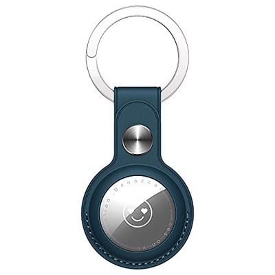 Qosea AirTag Cover for AirTags 2021, Blue, Case with Key Fob, Tracker Cover, Locator, Scratch Resistant, Protect and Track Items