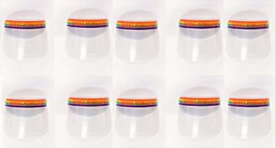 Tien regenboog beschermend vizier van polycarbonaat, transparant, verstelbaar