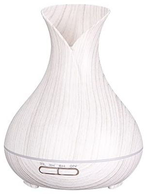 SIXTOL Vulcan Aroma Diffuser wit hout 350 ml | Ultrasone luchtbevochtiger | Voor luchtbevochtiging en geur van thuis, slaapkamer, kantoor | Aromatherapie | Voor etherische oliën