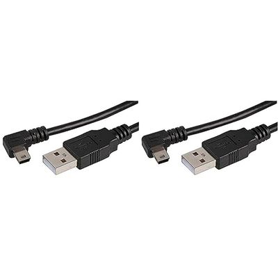 Pro Signal PSG91618 USB A Plug to Right Angle USB Mini B Lead, 1 m, Black (Pack of 2)