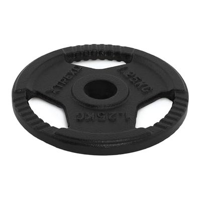 TREXO TRX-ICP001 - Disco de pesas de hierro fundido (1,25 kg, universal, duradero, con asas ergonómicas, compatible con mancuernas y asas para entrenamiento de fuerza y funcional)
