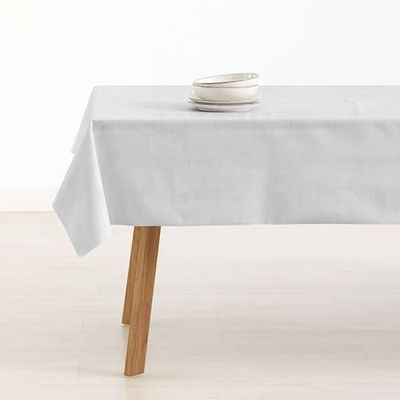 BELUM | Stain Resistant Tablecloth Size 300 x 155 cm - Extra Soft Touch Tablecloth Light Grey - Tablecloth 100% Made in Spain Fabric 100% Organic Cotton - Plain Model Tablecloth