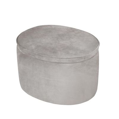 roba Ovale Kinderpoef met Opbergfunctie 'Lil Sofa' - Comfortabele Krukje met Fluwelen Bekleding - Grijs