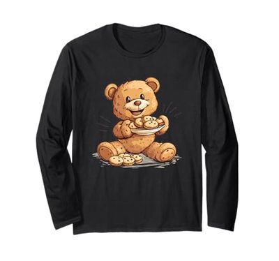Oso de peluche acogedor con galletas para el aperitivo perfecto Manga Larga