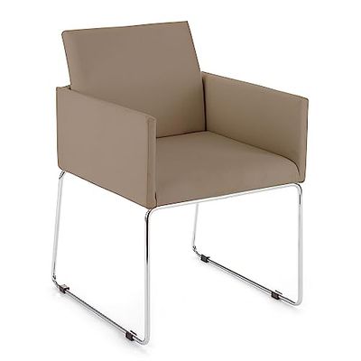 Wink Design Ellon Lot de 2 chaises avec accoudoirs, Taupe, Chrome, 55x60xH80 cm