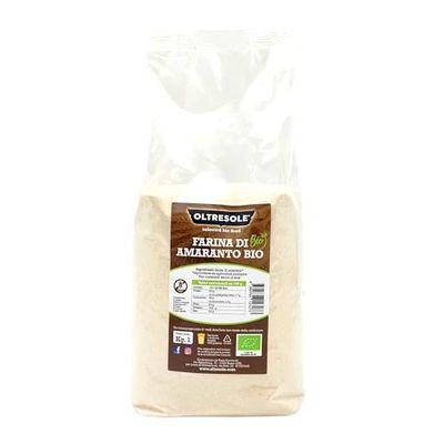 Oltresole, Farina Biologica di Amaranto 1 Kg, Farina Senza Glutine, No OGM, 100% Naturale, Ideale per Celiaci e Ricette Dolci e Salate, Ricca di Proteine e Fibre