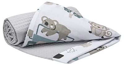 Medi Partners Couverture Bebe Couvertures de Bébé Plaid Enfant Nouveau-né 100% Coton pour Cadeau Naissance 75x100cm Multifonctionnel Bilatéral pour Landaus (Mint Zoo avec Gaufre Gris)