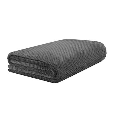 HOMLA Noah överkast 220 x 240 cm – sängöverkast sofföverkast, gosig filt – fluffig och mjuk – polyestergrå