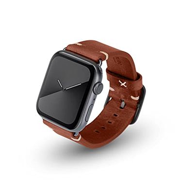 JT Berlin Alex Vintage - Cinturino in pelle per Apple Watch 42 mm/44 mm/45 mm, cinturino in pelle [Watch SE, serie 7/6/5/4/3/2/1, chiusura in alluminio] marrone/grigio (taglia M/L)