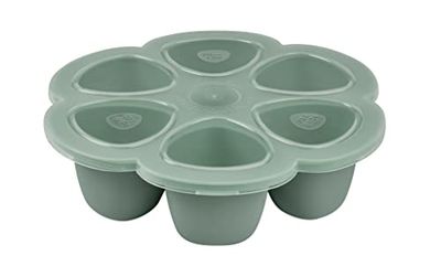 BÉABA, Multiportions Silicone De Qualité Premium, Résistance Thermique Extrême, Four Et Micro-onde, 6 Alvéoles Indépendantes, Couvercle Hermétique, Fabriqué En Italie, 6x90 Ml, Sauge