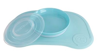 Twistshake Click Mat + Plate | Baby Non-Slip Tableware Set | Baby Plate + Baby Placemat (38x25) | BPA-Free Baby Weaning Plate | Baby Suction Plate | Food Training Plate for Kids 6m+ | Blue