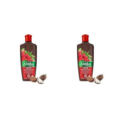 Vatika Naturals Castor Hair Oil - 200 ml, Infused with Castor Oil & Rosemary, & Citrus Lemon Extracts, Promotes Thicker Looking Hair (Pack of 2)
