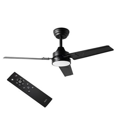 JATA JVTE4234 Plafondventilator met licht, met afstandsbediening, 6 snelheden, ultra-stil, slechts 50 dB, 3 vleugels, zomer-/winterfunctie, timer, led met 3 intensiteiten