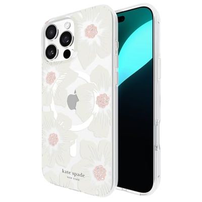 Kate Spade New York iPhone 16 Pro Max Hoesje - Compatibel met MagSafe - Designer Telefoonhoes - Stokroos Crème Bloemen