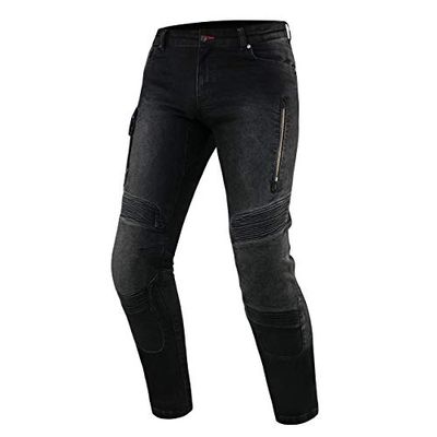 REBELHORN Vandal Jeans da Moto Uomo | Fodera in Fibra Aramidica | Protezioni per Ginocchia e Fianchi SAS-Tec | Tasca per Protezione del Coccige | 2 Canali di Ventilazione | Tapered Fit