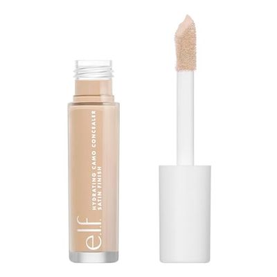 e.l.f., Hydrating Camo Concealer, leggero, coprenza totale, a lunga tenuta, nasconde, corregge, copre, idrata, illumina, finish satinato, resiste tutto il giorno, 6 mL (0,20 fl oz), Medium Peach
