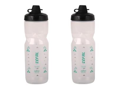 ZEFAL Pack Sense Soft 80 No-Mud - Lot de Deux Bidons Velo et VTT - Gourde Sport Souple et Inodore - Bidon Eau Sans BPA - Tetine Silicone - Translucide, 2 x 800 ml